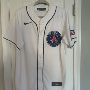 Nike PSG Paris Saint-Germain Soccer White MLB Club World Cup Baseball Jersey